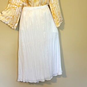 Alfani Maxi Midi White Pleated Skirt Resort Wear Size Medium